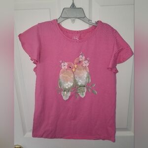 Girls Jumping Beans Song Bird Embellished Graphic Flutter Sleeve T…